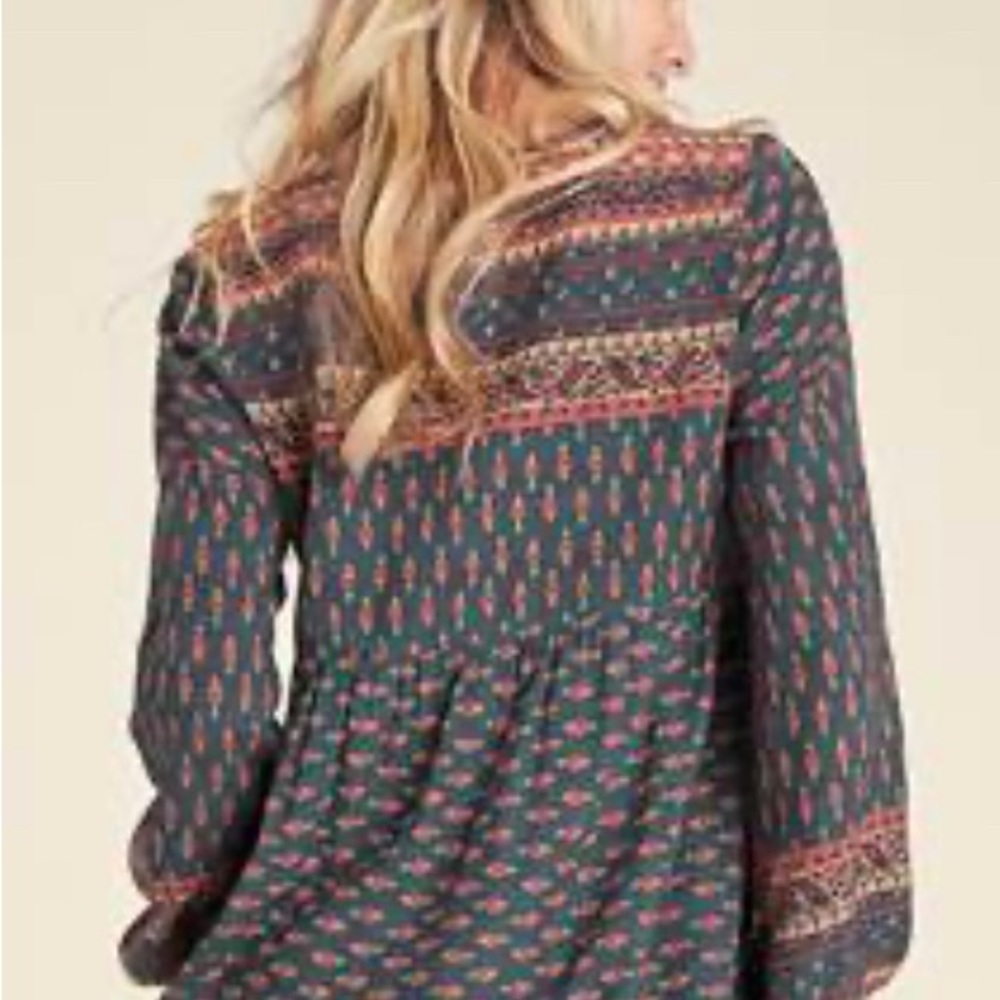 LASCANA Long Sleeve Boho Print Blouse Size 0